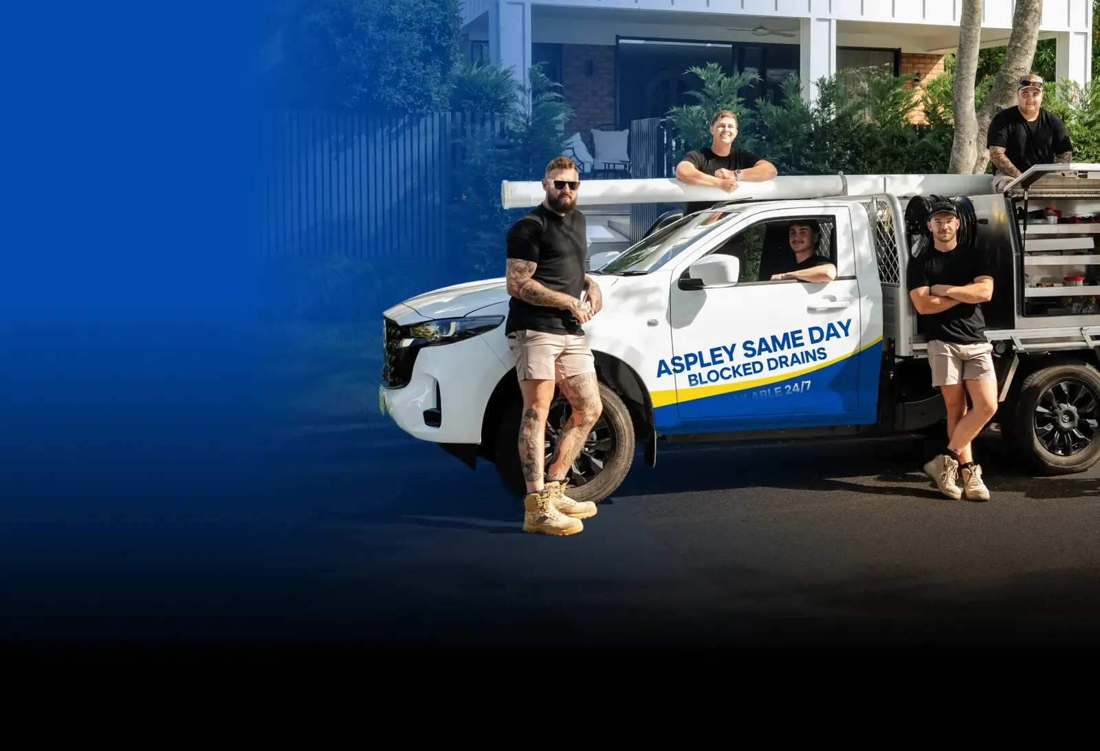 Aspley Same Day Blocked Drains team with the ute